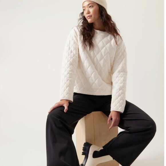 NWT Athleta Retroplush Quilted Crewneck Sweatshirt M - Picture 1 of 13